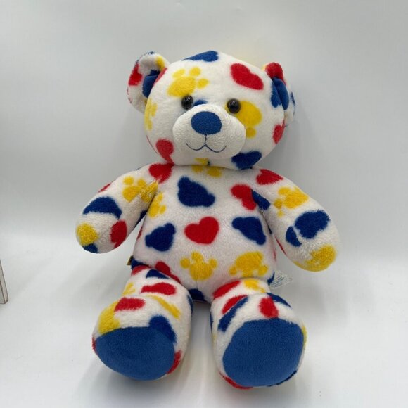 BAB 2011 White Bear with RED Hearts Yellow Paw Prints Blue Bear build a bear toy - Picture 3 of 12